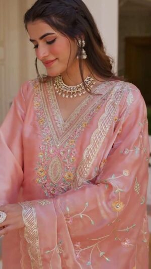 Women's Silk Heavy Embroidery Sequence Work Top-Bottom Straight Kurti With Pant and Dupatta set